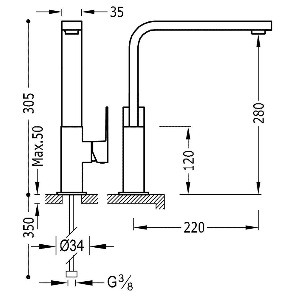 Смеситель на раковину Tres Cuadro 106604