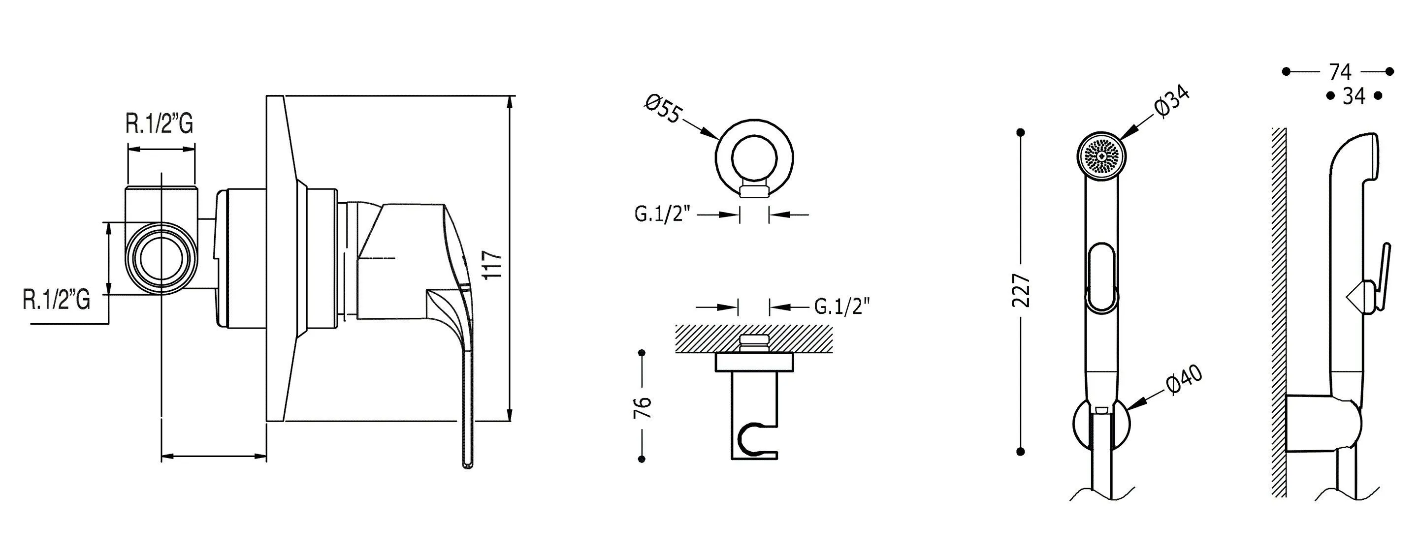Набор: Смеситель с гигиеническим душем Tres №4 TRES №4