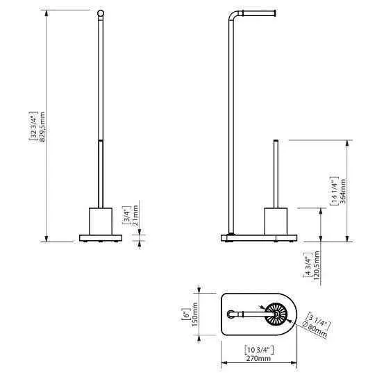 Йоржик для унітазу + тримач паперу підлоговий Creabath Nomad 173709