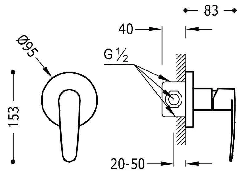 Змішувач для душа Tres Flat