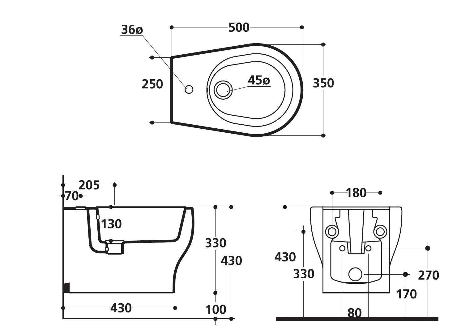 Біде підвісне Cinque AXA