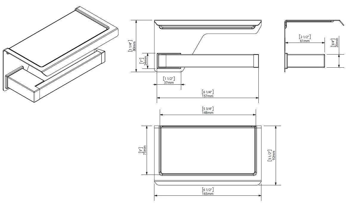 Тримач паперу з поличкою Creabath Kubo