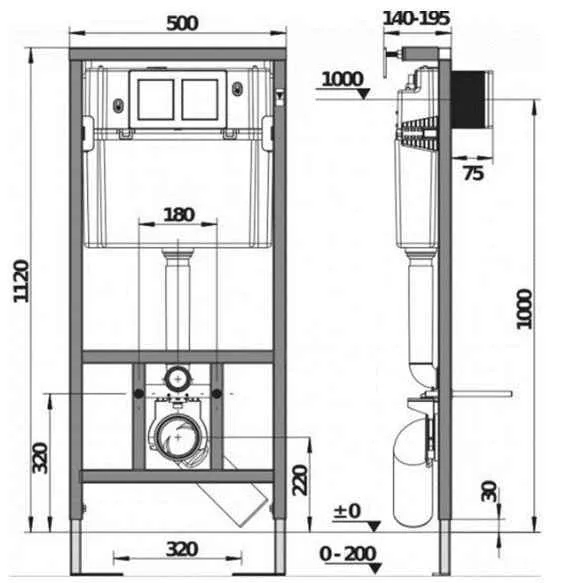 Mila Унітаз-біде підвісний, безобідковий+Інсталяційна система з кріпленням