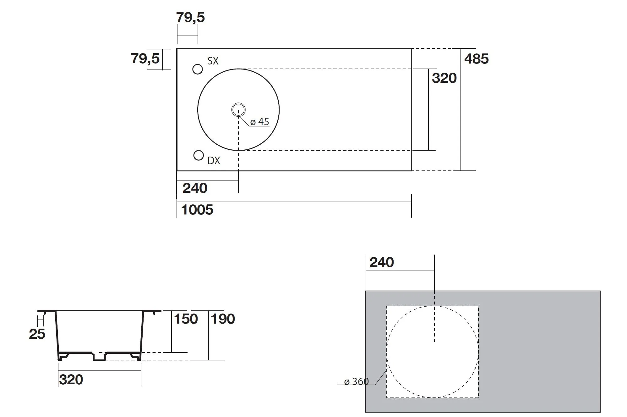 Раковина в столешницу Skyland AXA 3214001