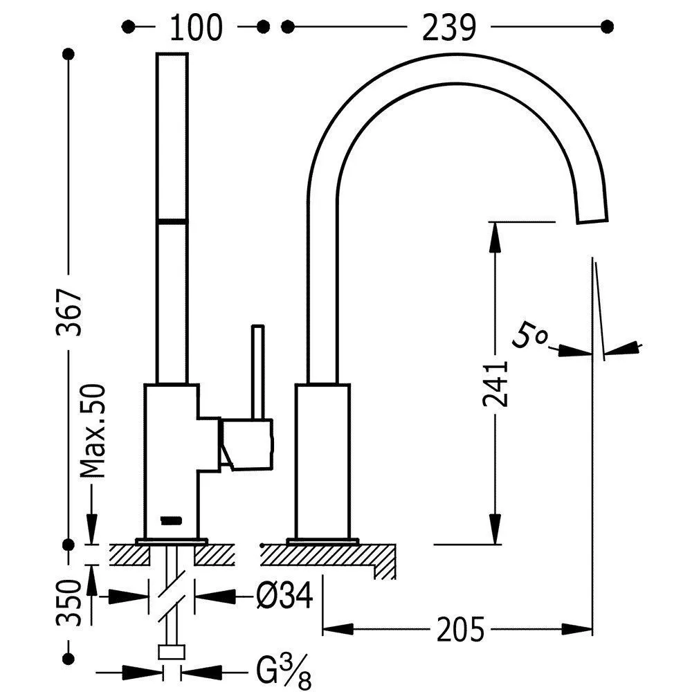 Смеситель на кухню Tres Cuadro 130497