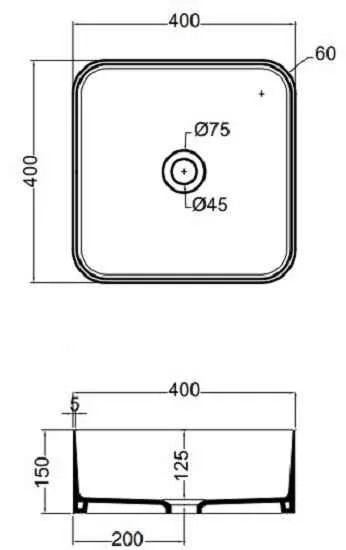 Mate Раковина квадратна на стільницю  40х40 см, сірий матовий