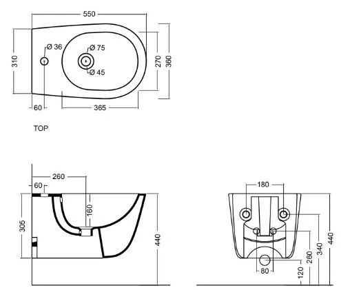 Eva Биде подвесное 55 х 36 см, белый 8802001