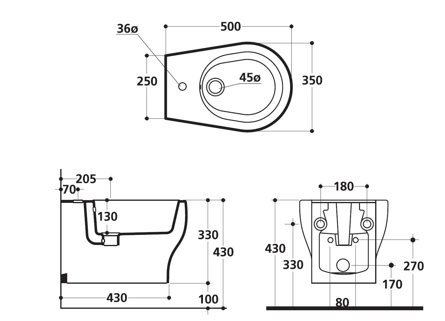 Биде подвесное Cinque AXA 362501