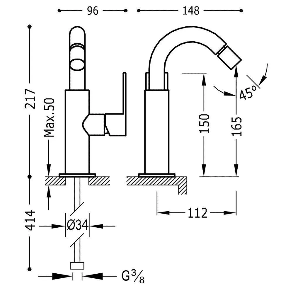 Смеситель на биде Tres Loft 20022401