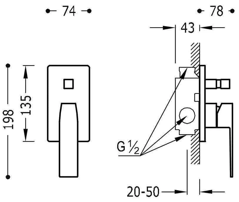 Змішувач для ванної / душа Tres Slim 20218001