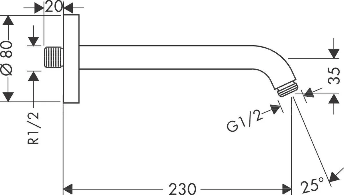 Держатель верхнего душа 23 см 27412000
