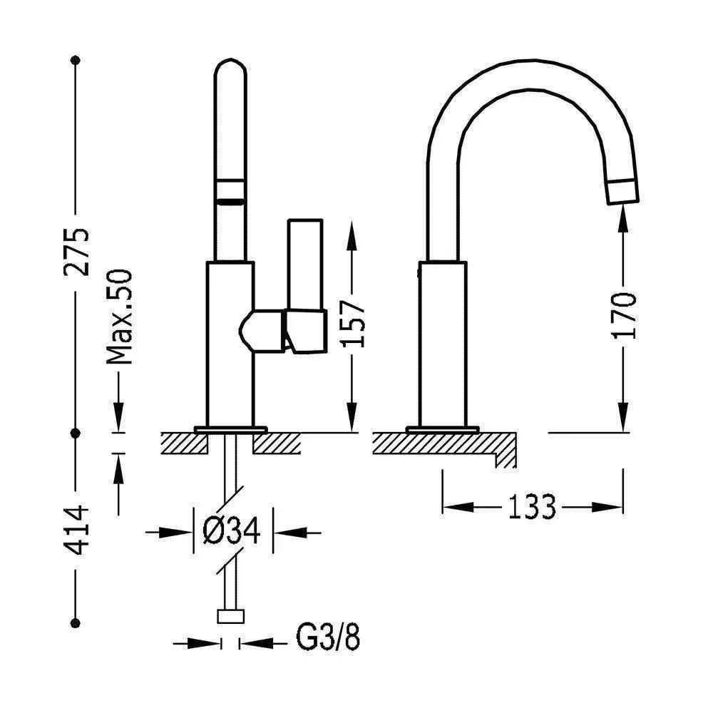 Змішувач для умивальника Tres Project 21190401