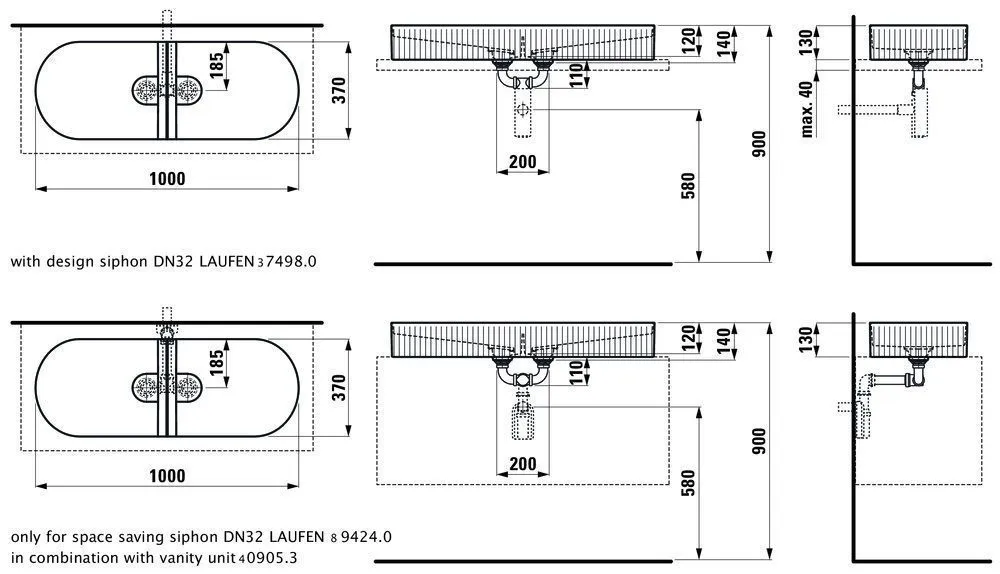 Умывальник подвесной Laufen Sonar H8123490001121