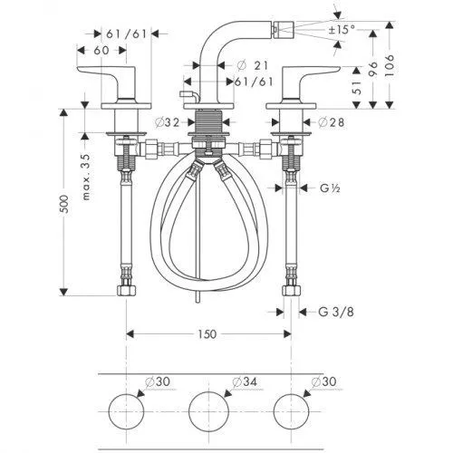 Смеситель для биде  Axor Citterio M 34213000