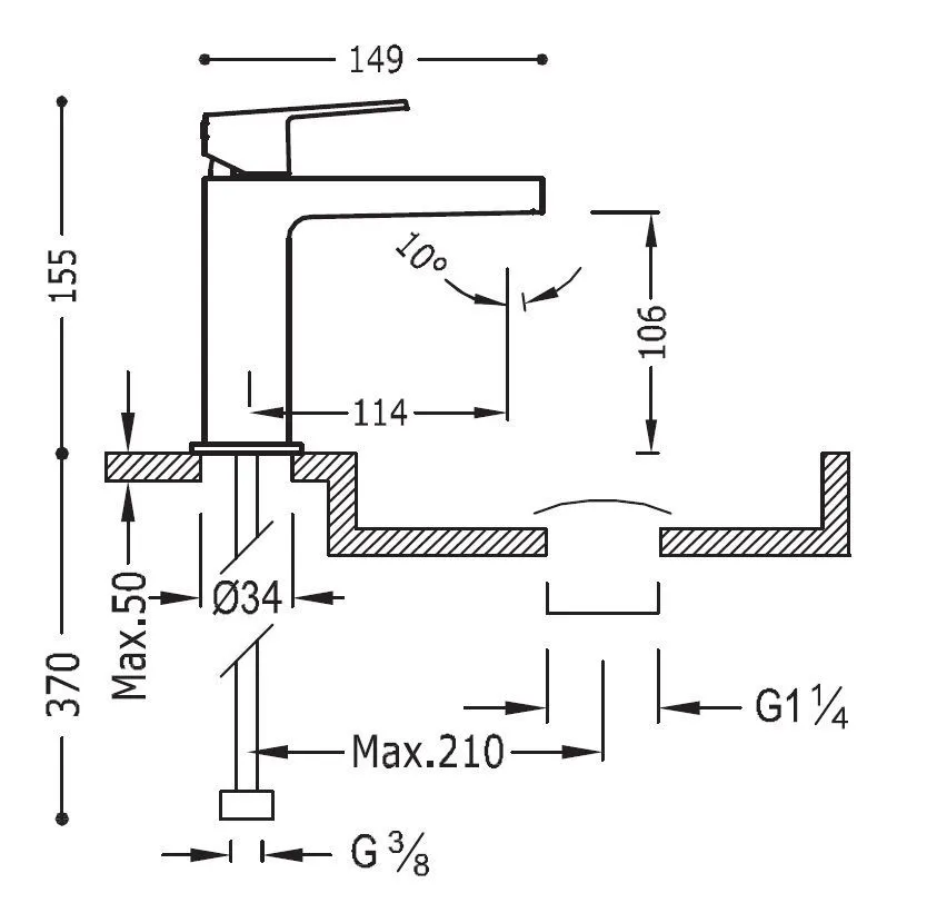Смеситель на раковину Tres Project 21110301