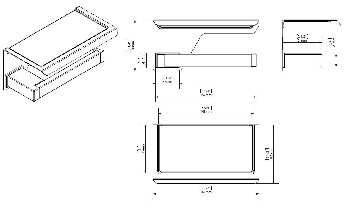 Бумагодержатель с полочкой Creabath Kubo 192472