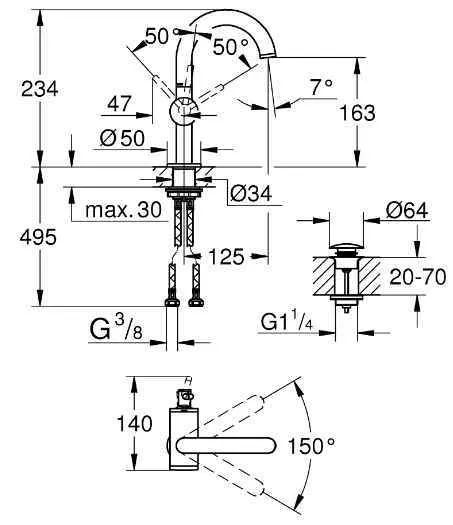 Atrio M-Size Змішувач для раковини, матовий графіт 32043AL3