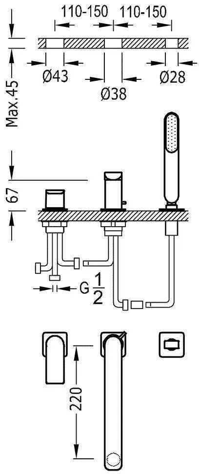 Змішувач для ванної Tres Loft 20016201NM