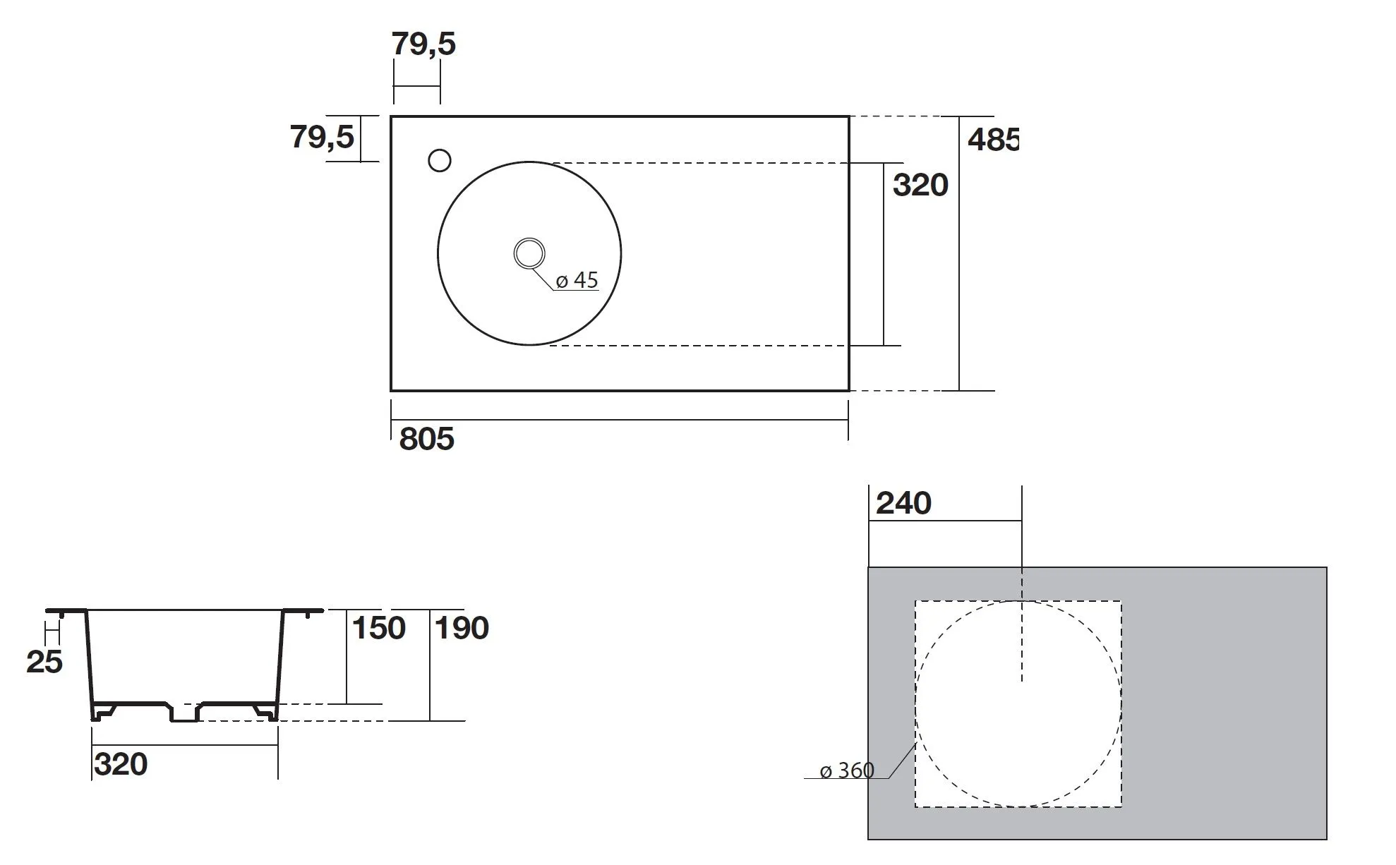 Раковина в столешницу Skyland AXA 3213701