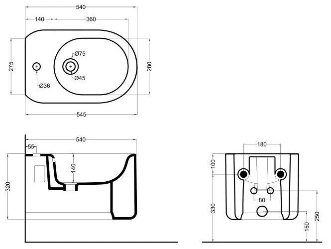 Delano  Биде подвесное 54 х 36 см, белый 9002001