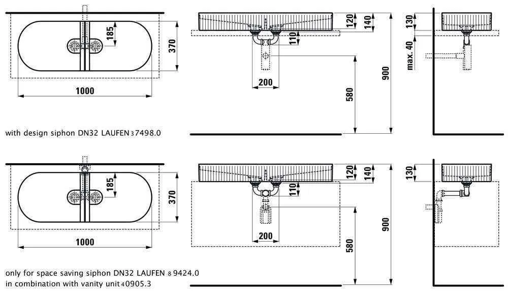 Умивальник підвісний Laufen Sonar H8123490001121