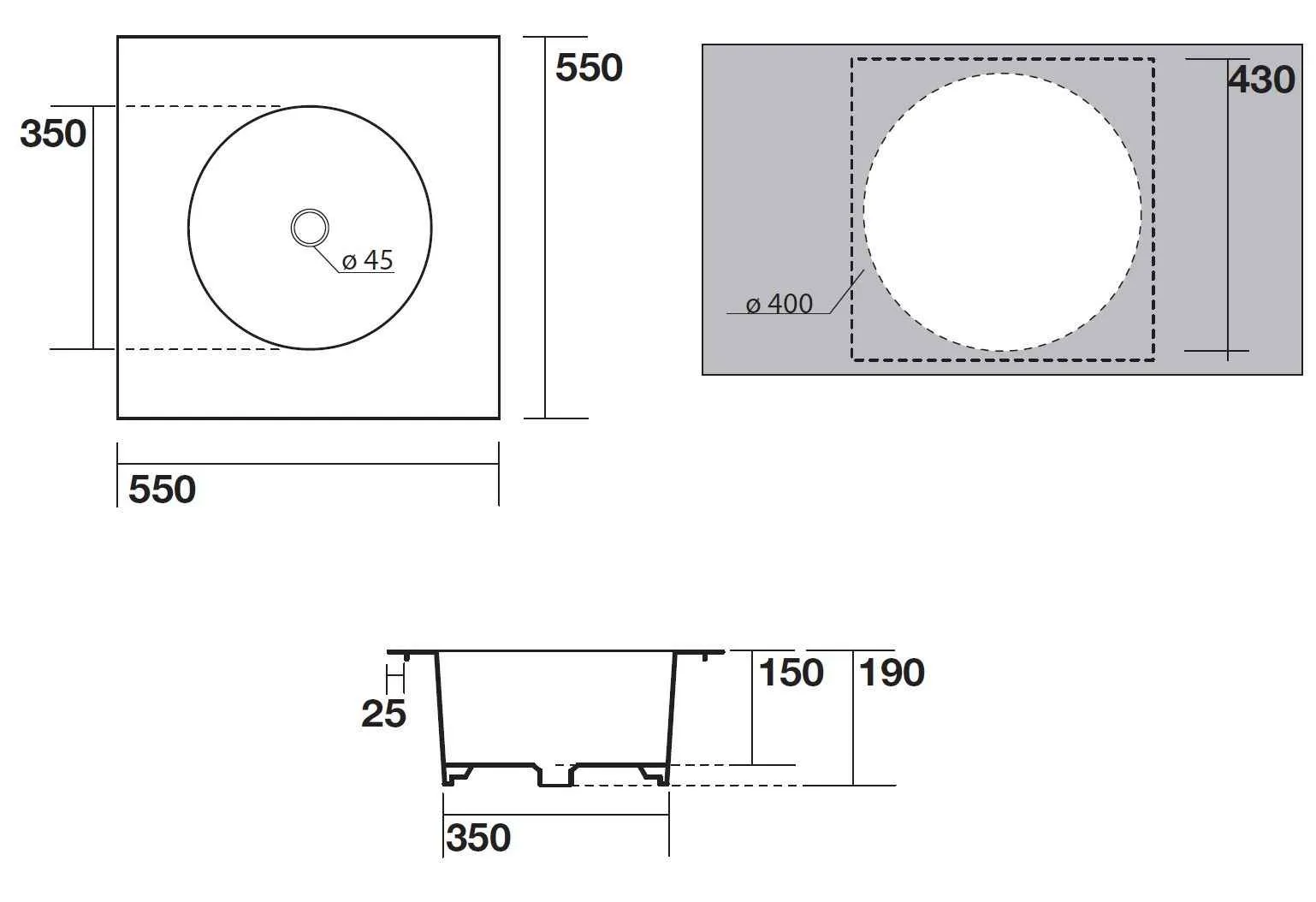 Раковина в стільницю Skyland AXA 3213401