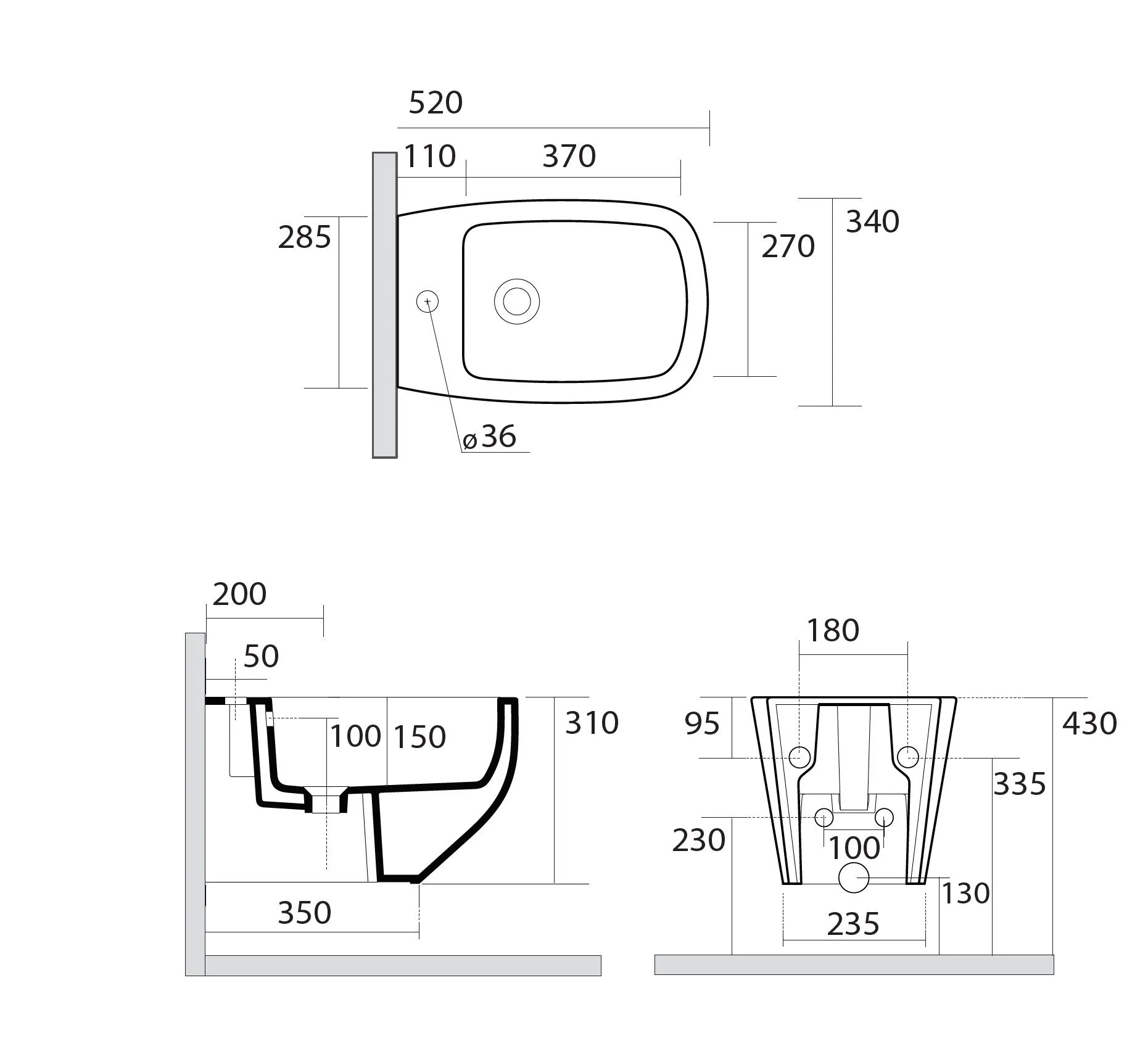 Биде подвесное AXA White Jam 3312801
