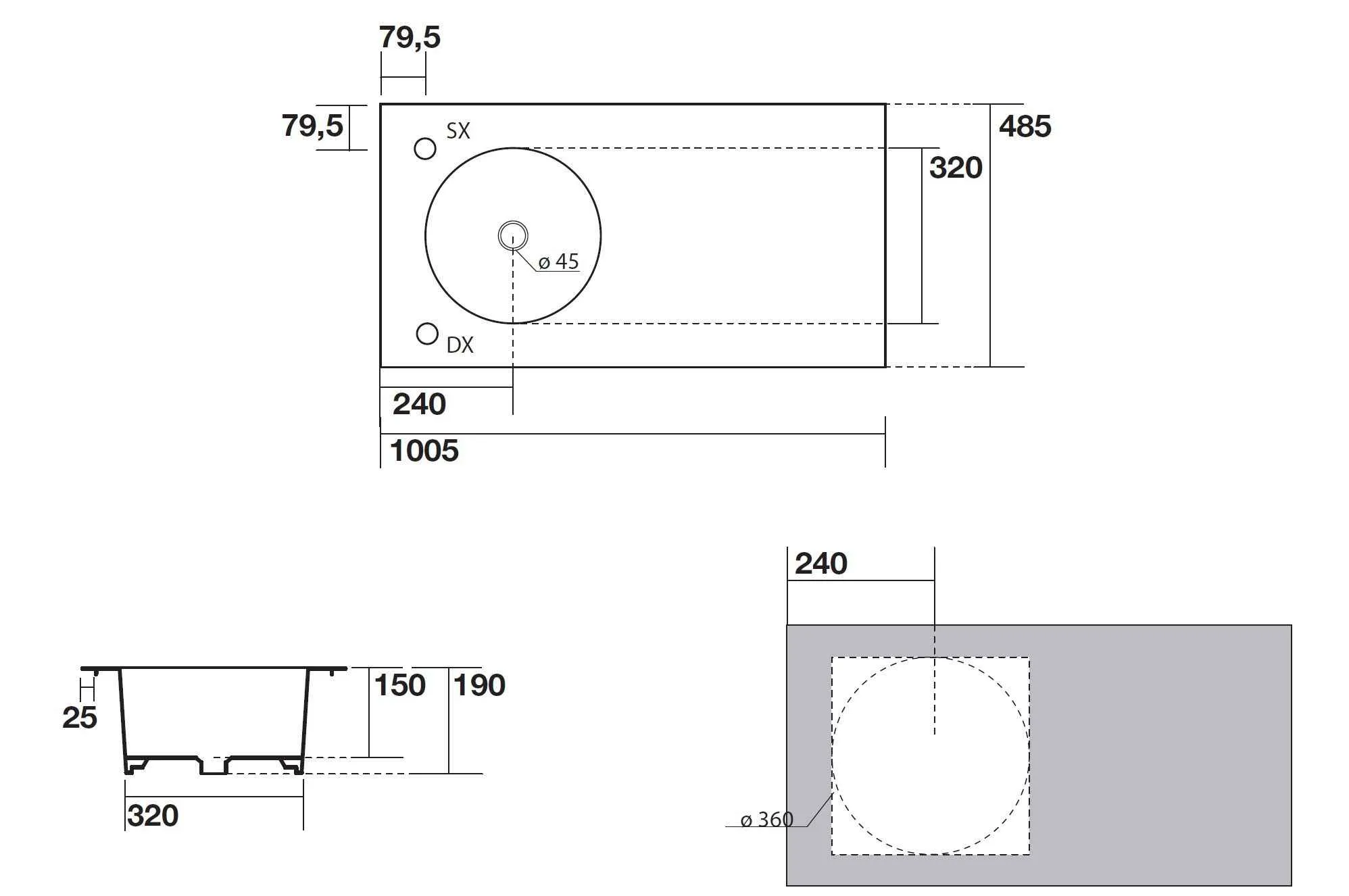 Раковина в стільницю Skyland AXA 3214001